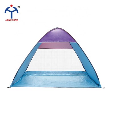 Factory custom OEM blue green any color triangular tent quick open beach tent with carry bag