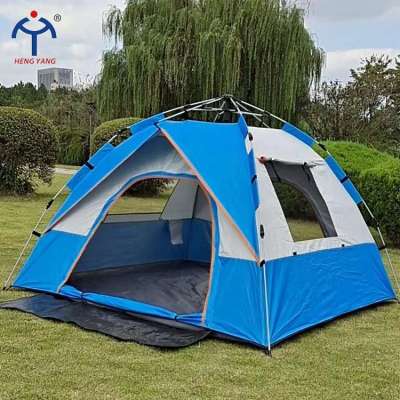 Wholesale 1-2 person 2-4 people green blue color outdoor automatic camping family tents with two doors