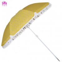 2m*8k Luxury cotton polyester Tassel beach umbrella with fringes, 6.5feet  real wooden pole custom print tassels beach umbrella