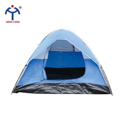 Factory wholesale blue colour 1-3person double layer camping hiking tent with fiberglass pole