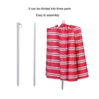 High Quality 6ft 3 Folded Beach Umbrella with Tilt , stripe polyester Beach Umbrella logo printing Portable UV Silver coating