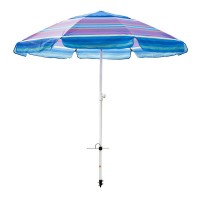 2020 Promotional Oversized 7Ft Adjustable Height Beach Umbrella With Anchor, Fiberglass Ribs Push Button Tilt